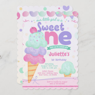 Eiscreme 1. Geburtstag Party Einladung