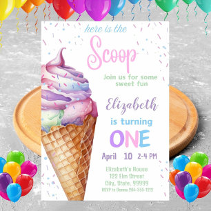 Eiscreme 1. Geburtstag Party Einladung