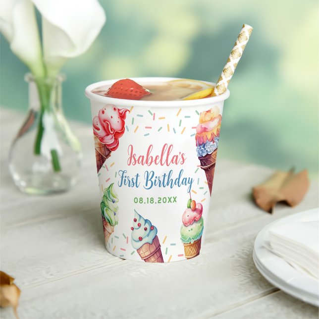 Eiscreme 1. Geburtstag Party Pappbecher (Von Creator hochgeladen)