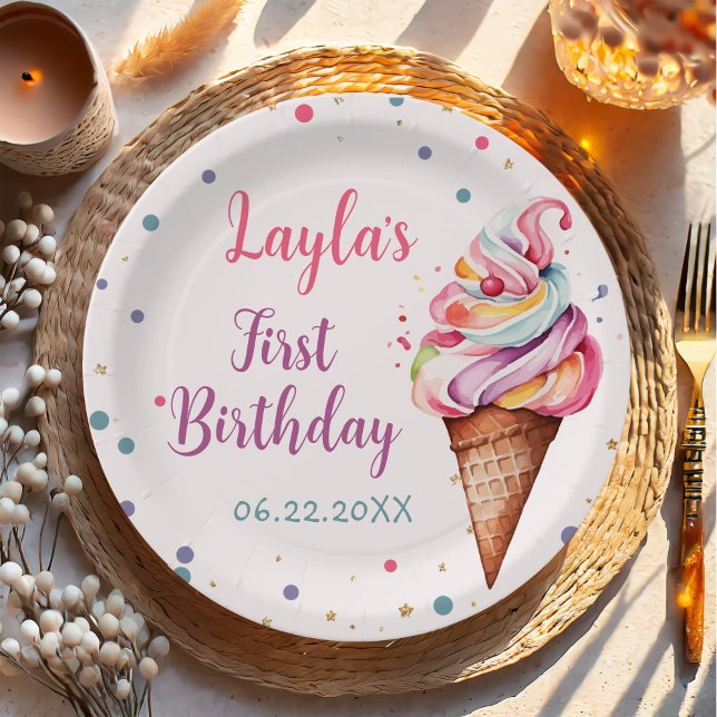 Eiscreme 1. Geburtstag Party Pappteller (Von Creator hochgeladen)