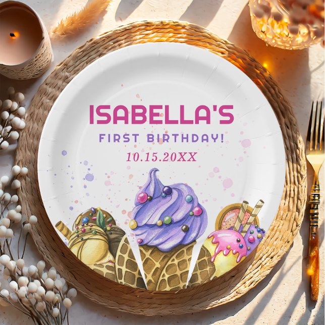 Eiscreme 1. Geburtstag Party Pappteller (Von Creator hochgeladen)
