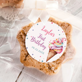 Eiscreme 1. Geburtstag Party Runder Aufkleber