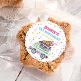 Eiscreme 1. Geburtstag Party Runder Aufkleber