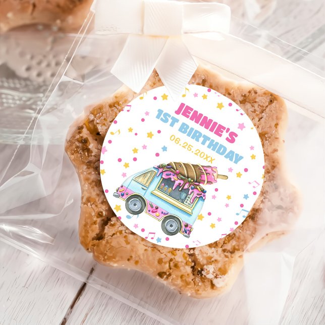 Eiscreme 1. Geburtstag Party Runder Aufkleber (Von Creator hochgeladen)