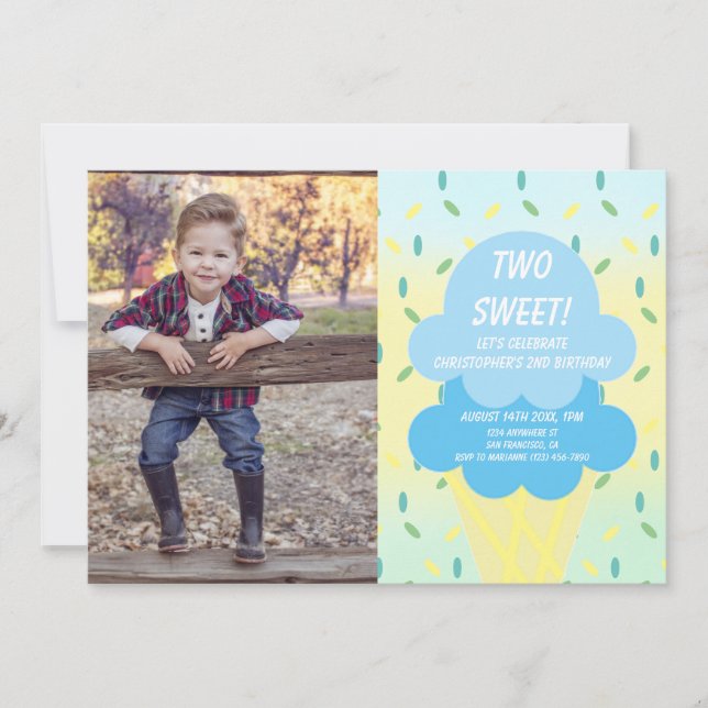 Eiscreme 2. Geburtstag Einladung (Vorderseite)