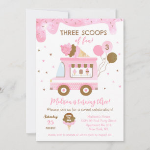 Eiscreme 3. Geburtstag Einladungen