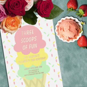 Eiscreme 3. Geburtstag Folieneinladung