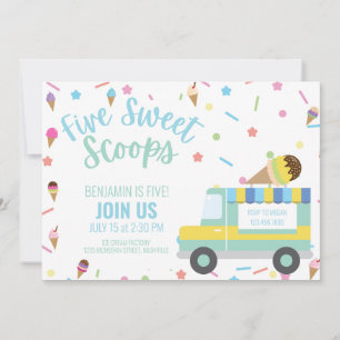 Eiscreme 5. Geburtstag Geschwister Zwillinge Einladung