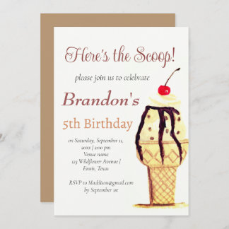 Eiscreme 5th Birthday Boy Wasserfarbe Einladung