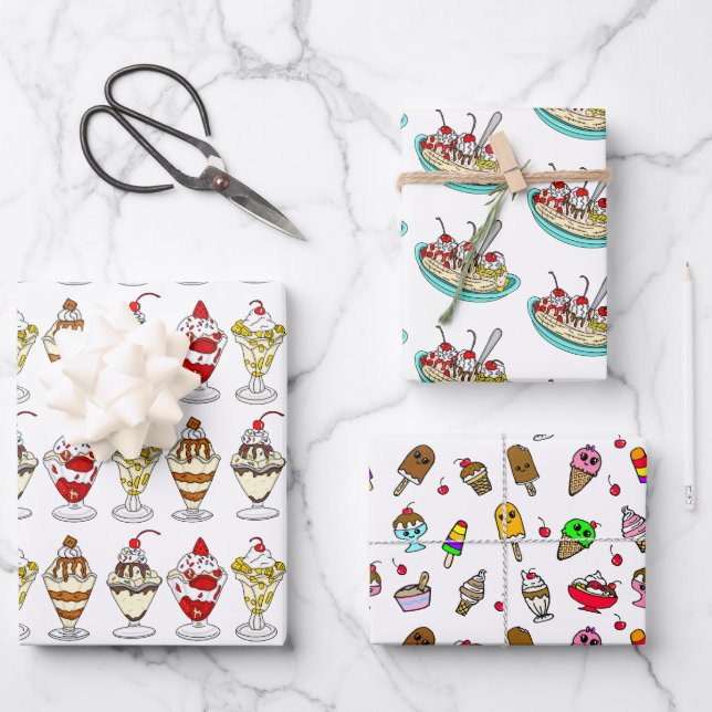 Eiscreme als Geburtstag Geschenkpapier Set (Vorderseite)