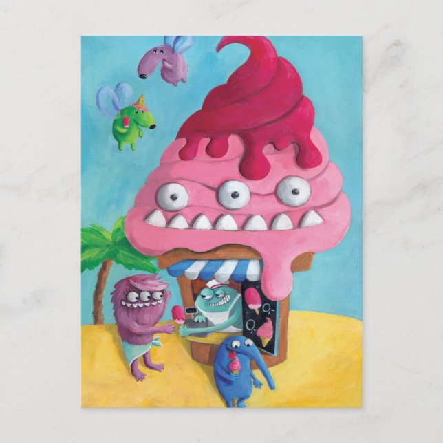 Eiscreme am Strand Postkarte (Vorderseite)