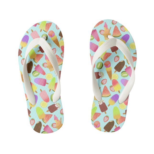 Eiscreme Aquamarin. Kid's Flip Flops (Fußbett)