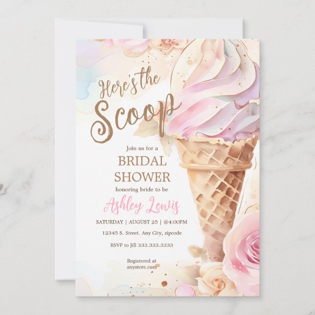 Eiscreme Aquarelleis Einladung (Vorderseite)