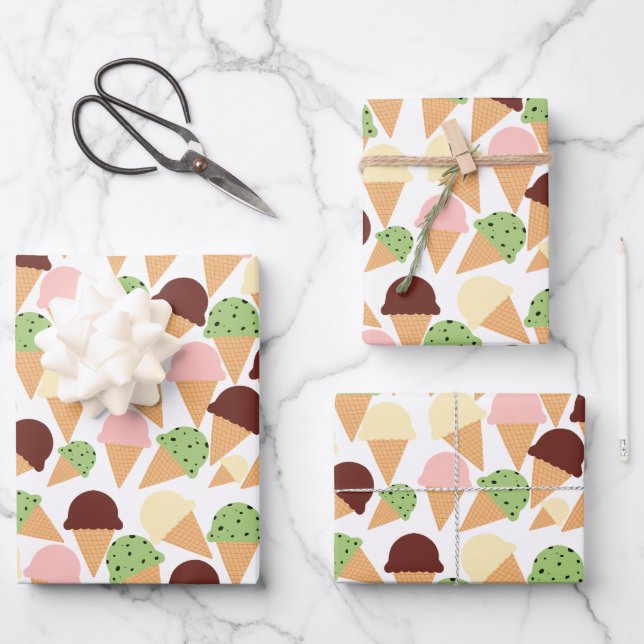 Eiscreme-Aromen Geschenkpapier Set (Vorderseite)