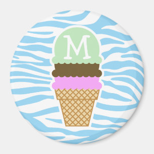 Eiscreme Baby Blue Zebra Animal Print Magnet