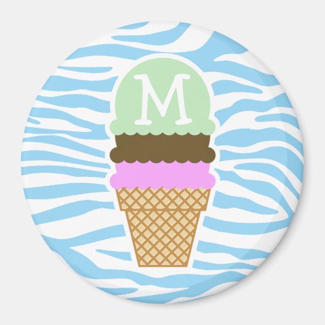 Eiscreme Baby Blue Zebra Animal Print Magnet (Vorne)