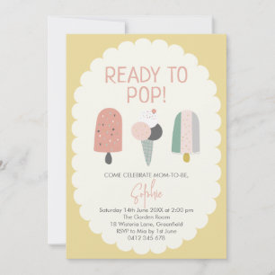 Eiscreme-Baby-Party-Einladung Gelb Gold Pop Einladung