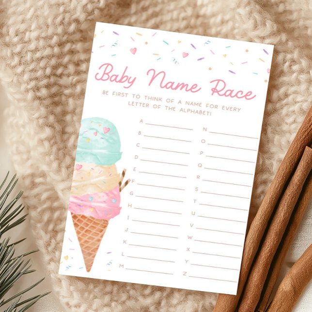 Eiscreme-Baby-Shower-Babynamen-Rennen-Spiel (Ice Cream Sprinkled with Love Baby Shower Baby Name Race Game)