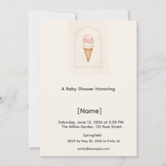 Eiscreme-Baby-Shower-Einladung, editierbar Einladung