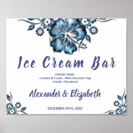 Eiscreme-Bar Hochzeitblauer Schild