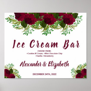 Eiscreme-Bar Hochzeitssymbol für Rote Blume Poster