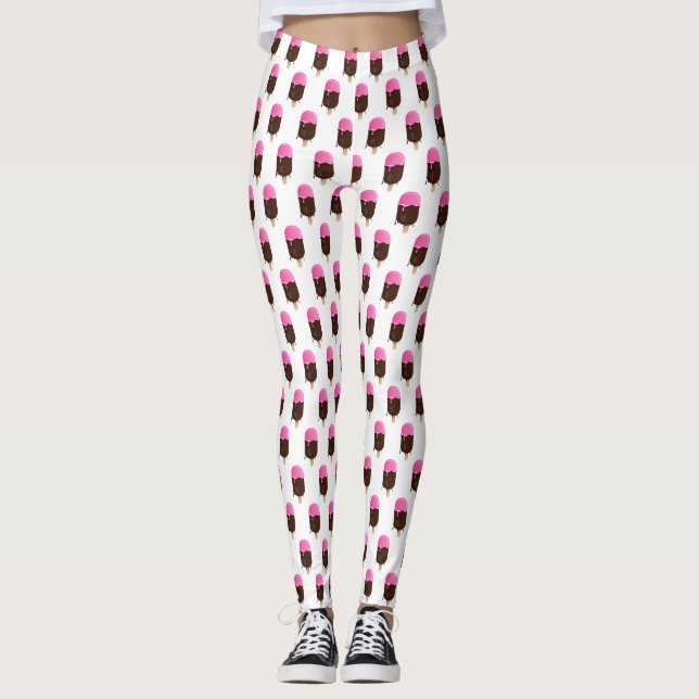 Eiscreme-Bar mit Erdbeerbrille ToppPattern Leggings (Vorderseite)