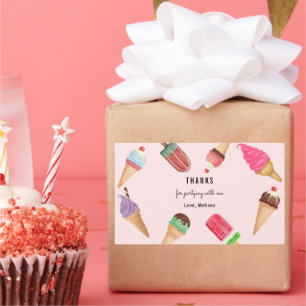 Eiscreme Blue Pink Popsicles Rechteckiger Aufkleber