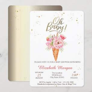 Eiscreme Blumen Oh Baby Sommer Baby Shower Einladung