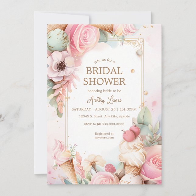 Eiscreme, Blüteneis Einladung (Vorderseite)