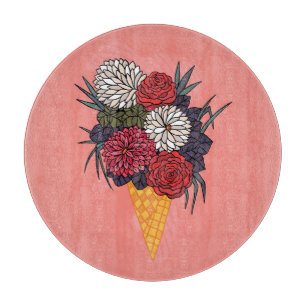Eiscreme Bouquet: Vintage Blüte. Schneidebrett