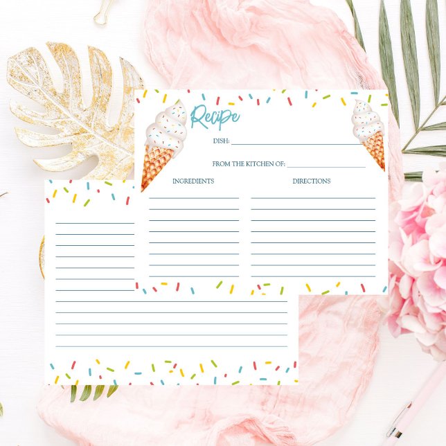 Eiscreme-Brautparty Rezeptkarte (She's been Scooped up ice cream bridal shower Recipe card summer cute funky recipe card)