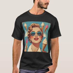 Eiscreme-Button-Up - Vintages Diva Summer T-Shirt