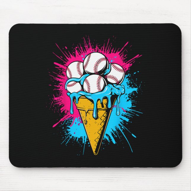 Eiscreme Bysebyll Tropf Wasserfarbe Männer Jugend  Mousepad (Vorne)