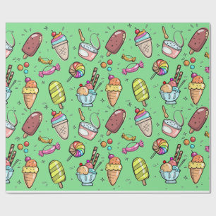 Eiscreme Candy Green Geschenkpapier