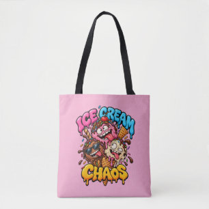 Eiscreme-Chaos Lustige Rosa-Tragetasche