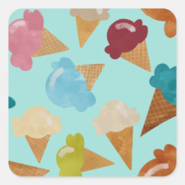 Eiscreme-Conden für Tage Socken Napkins Quadratischer Aufkleber