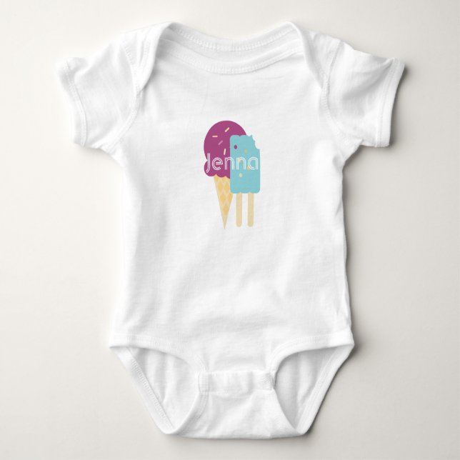 Eiscreme Cone Baby Personalisierter Individuelle N Strampler (Vorderseite)