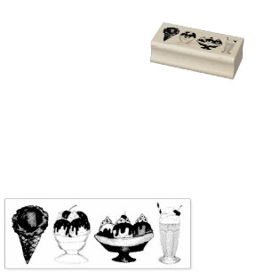 Eiscreme Cone Banana Split Milkshake Gummistempel