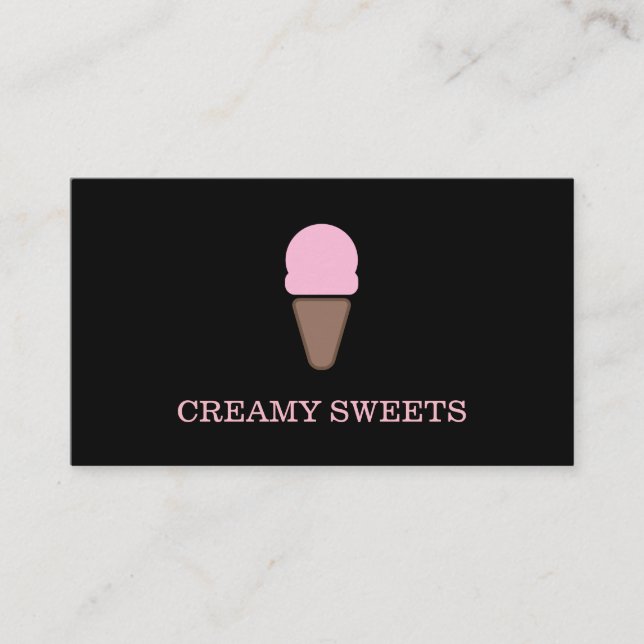 Eiscreme Cone Black Pink Visitenkarte (Vorderseite)