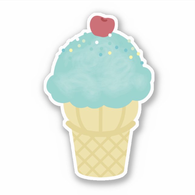 Eiscreme Cone Blue Aufkleber (Vorderseite)