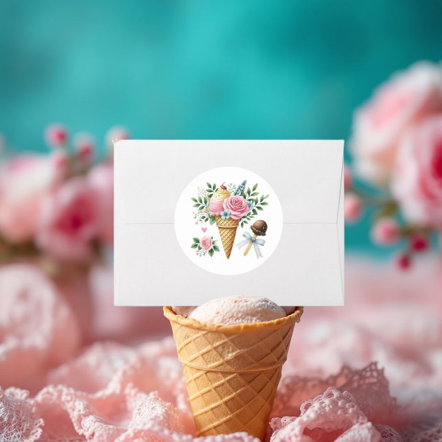 Eiscreme Cone Brautparty Umschlag Aufkleber (Ice Cream Cone Bridal Shower Envelope Seal)