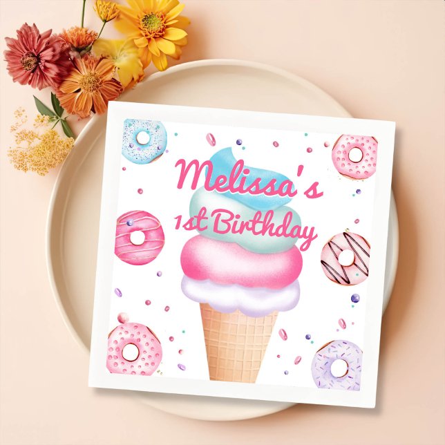 Eiscreme Cone Geburtstagsparty Napkins Serviette (Von Creator hochgeladen)