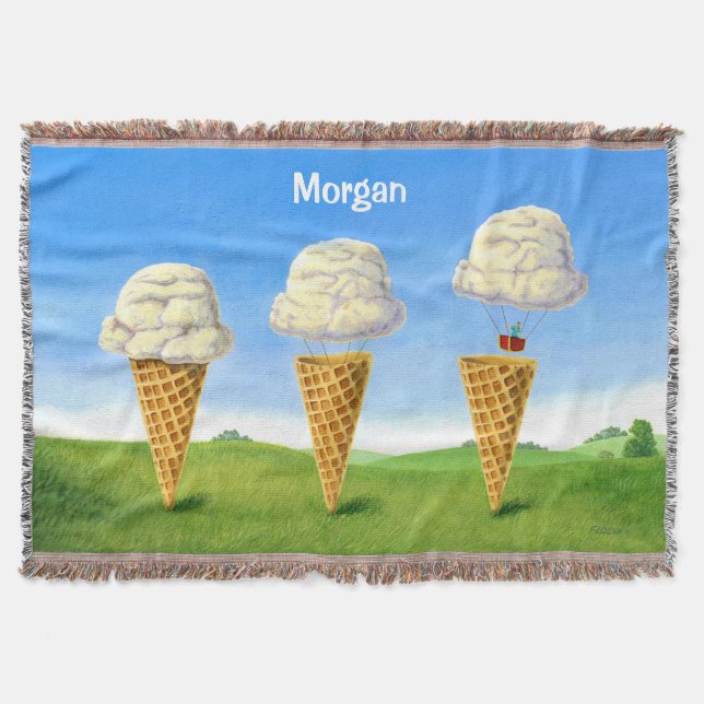 Eiscreme Cone - Heißluftballon Whimsischer Art Decke (Vorderseite)