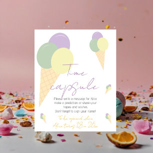 Eiscreme Cone Scoop Geburtstagsparty Time Kapsel Poster