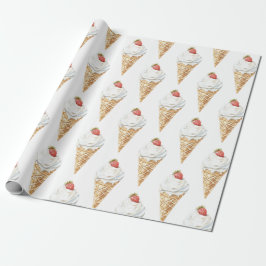 Eiscreme Cone Strawberry Geburtstag Geschenkpapier