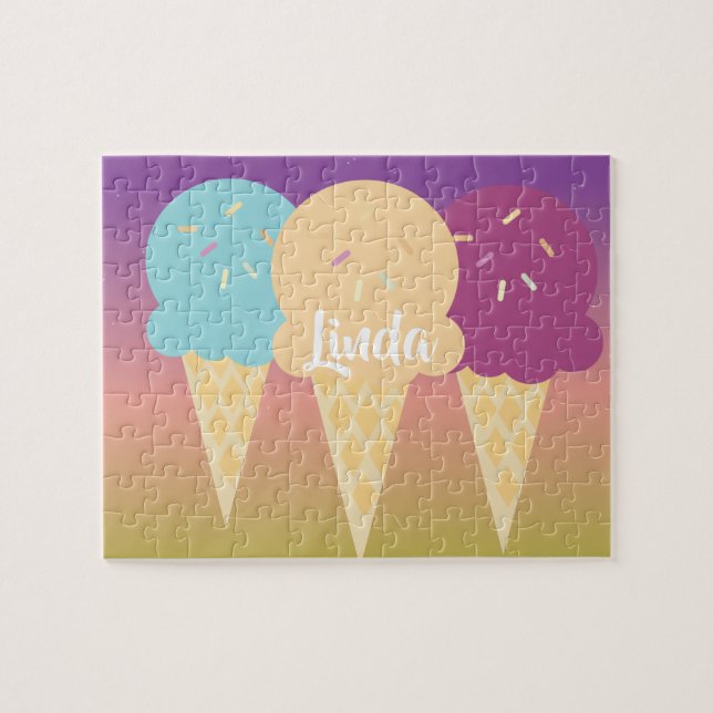 Eiscreme Cone Summer Ombre Rainbow Farbige Kinder Puzzle (Horizontal)