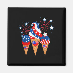 Eiscreme Cones 4. Juli Urlaub Patriotik Magnet