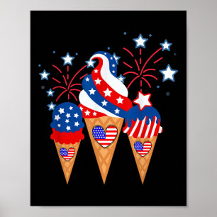 Eiscreme Cones 4. Juli Urlaub Patriotik Poster