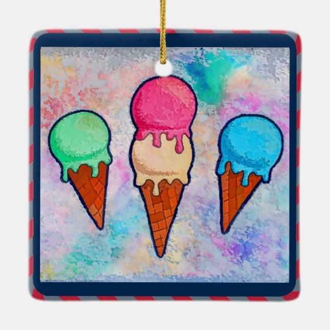 Eiscreme Cones Keramik Ornament (Rückseite)