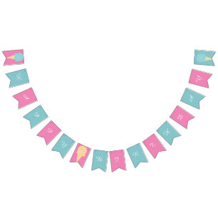 Eiscreme Cones Pink Blue Happy Birthday Wimpelkette